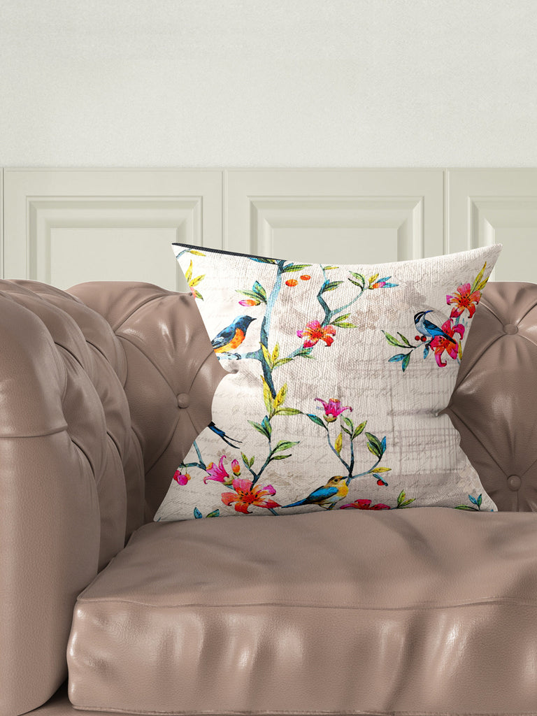 Designer Digital Printed Silky Smooth Cushion Covers <small> (animal print-ivory/multi)</small>