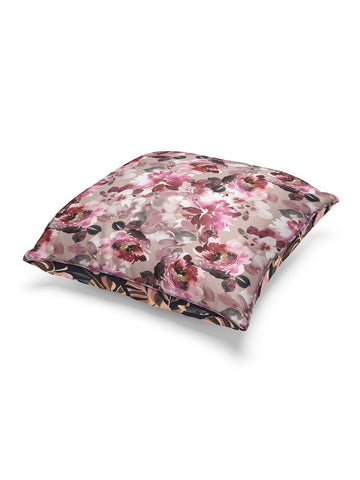 Designer Reversible Printed Silk Linen Cushion Covers <small> (floral-wine/plum)</small>