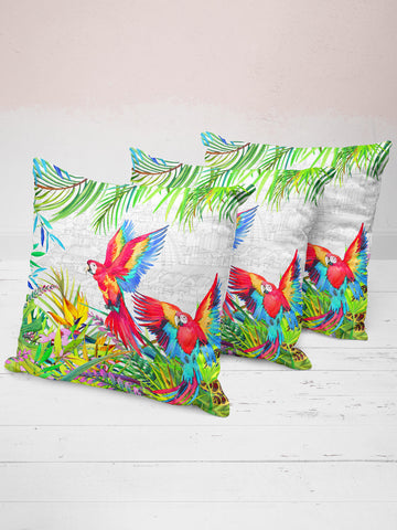 Designer Digital Printed Silky Smooth Cushion Covers <small> (animal print-red/green)</small>