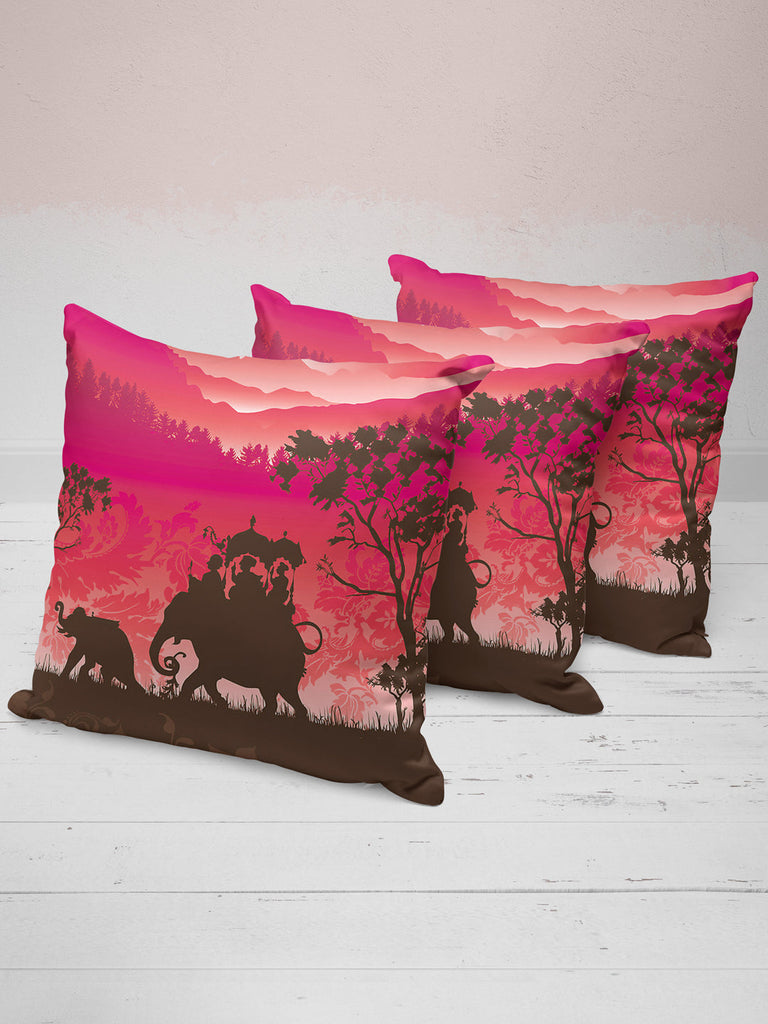 Designer Digital Printed Silky Smooth Cushion Covers <small> (animal print-red/black)</small>