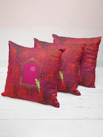 Designer Digital Printed Silky Smooth Cushion Covers <small> (animal print-red/green)</small>
