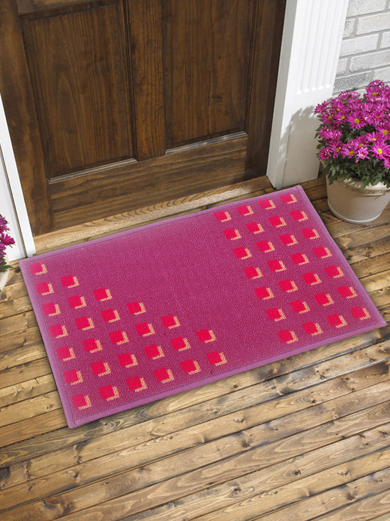 Highly Durable Anti Slip Door Mat <small> (cube-wine/red)</small>
