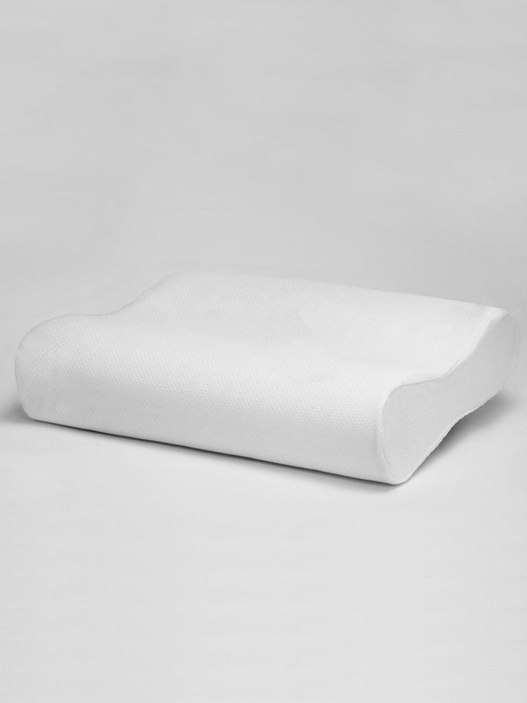 Orthopedic Cervical Contour Shape Memory Foam Pillow With Bamboo Fabric Removable Zipper Cover <small> (solid-white)</small>
