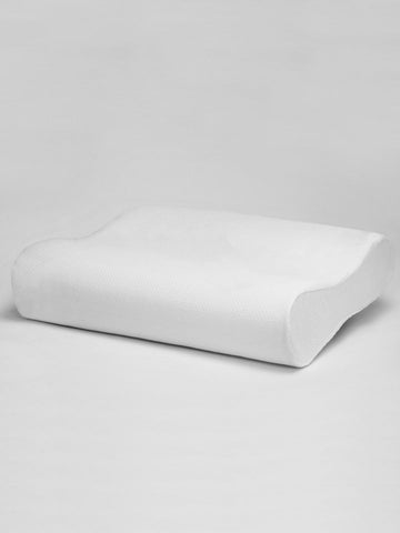 Orthopedic Cervical Contour Shape Memory Foam Pillow With Bamboo Fabric Removable Zipper Cover <small> (solid-white)</small>